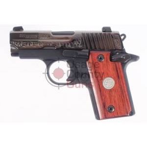 Sig Sauer P238 .380 ACP Engraved & Logo Rosewood Grips