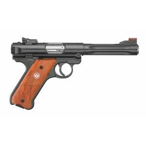 Ruger Mark IV Hunter, Black/Wood Grips, .22 LR, 5.5" BBL, 1:16" Twist, 2x10rd