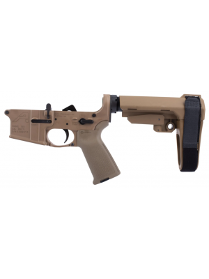 Aero Precision AR15 Pistol Complete Lower Receiver w/ MOE Grip & SBA3 Brace - FDE