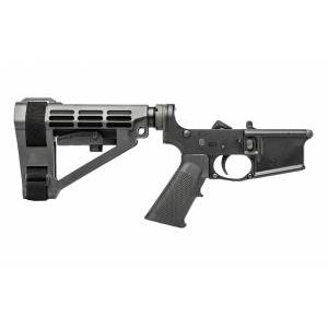Aero Precision AR15 Pistol Complete Lower Receiver, A2 Grip, SBA4 Brace, Anodized / Black