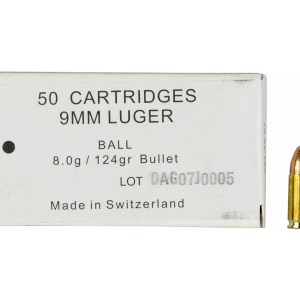 Ruag Ammotec Ball Swiss P 9mm Luger 124 Grain Full Metal Jacket 50 Rounds - New Arrival | Tennessee Guns Inc