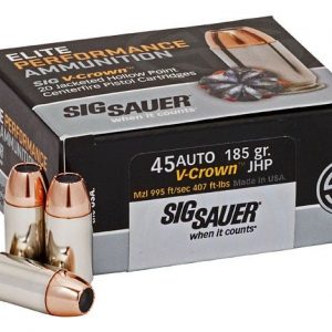 Sig Sauer Elite Performance 185GR Jacketed Hollow Point .45 ACP 20Rds - New Arrival - Tennessee Guns Inc