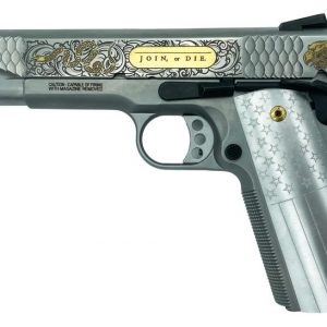 Smith and Wesson 1911 E-Series "Join Or Die" Gold Inlay On Stainless .45 ACP 5" 8Rds GrabAGun Exclusive - New Arrival - Tennessee Guns Inc