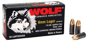 Wolf Performance Ammo Wolf PolyFormance Steel 9mm 50 Rds per Box Full Metal Jacket 115 Gr
