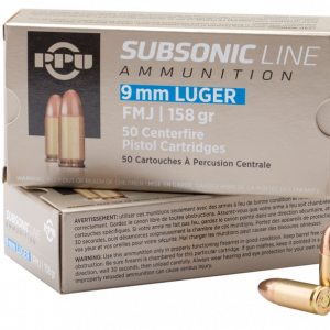 PPU Subsonic 9mm 158 Grain 50-Rounds FMJ