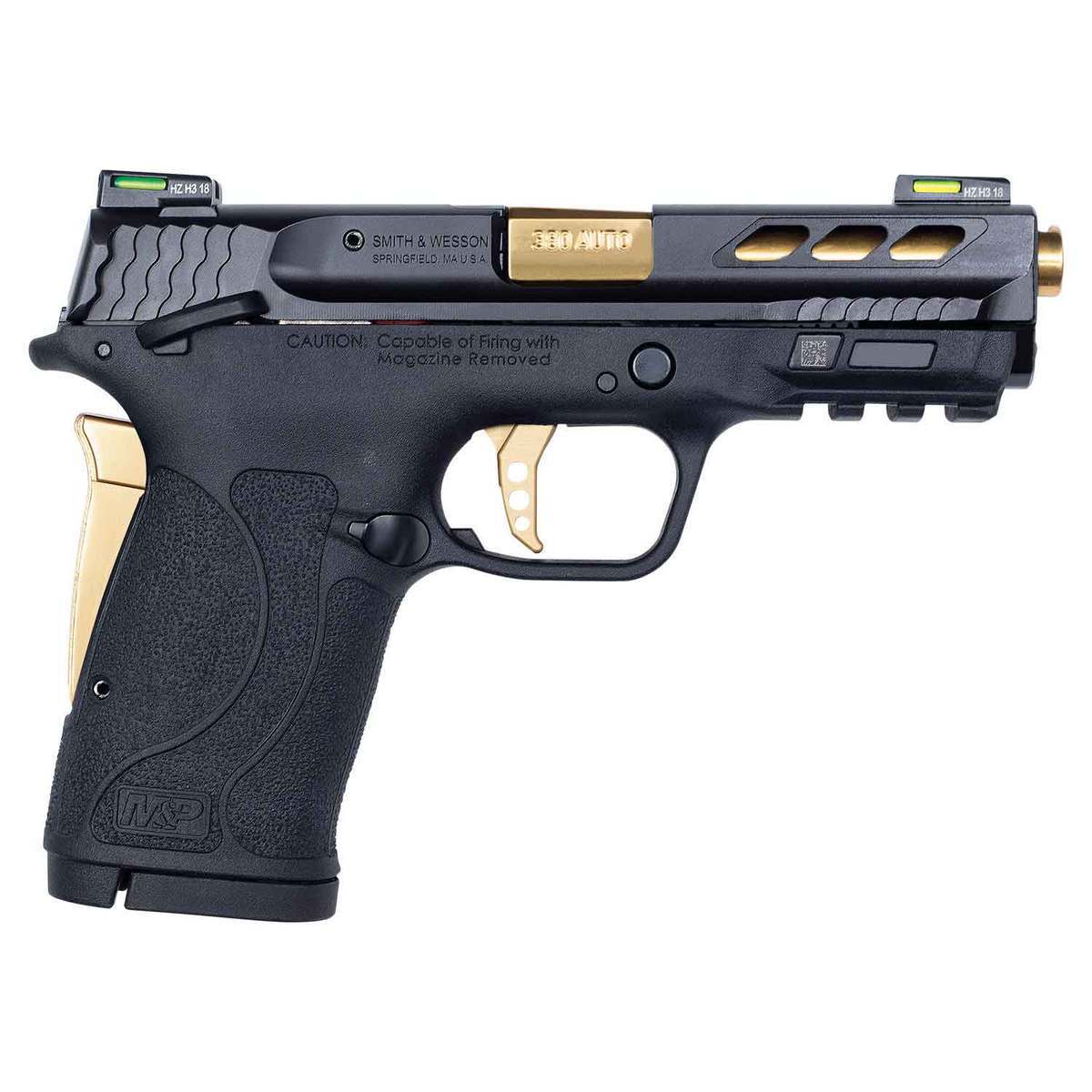 Smith & Wesson Performance Center M&P 380 Shield EZ 380 Auto (ACP) 3.8in Black/Gold Pistol - 8+1 Rounds